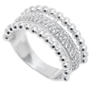 NEW, SGS MARKET/BARZEL BRAND, 18K WHITE GOLD PLATED, SIZE 6, CZ FACE STONE